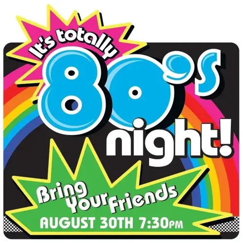 Coroplast Semi-Custom Sign, 80s Night Resident Event, 24 X 18 Coroplast Semi-Custom Sign, 80s Night Resident Event, 24 X 18