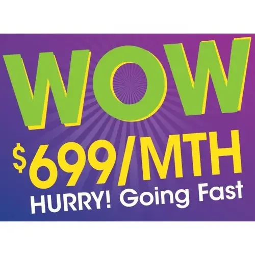 Coroplast Semi-Custom Yard Sign, Wow, 24 X 18 Coroplast Semi-Custom Yard Sign, Wow, 24 X 18