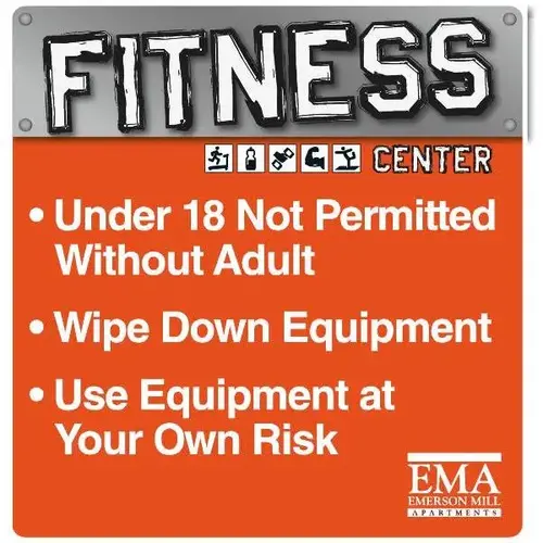 Semi-Custom Coordinated Fitness Center Sign Orange/Gray, 12-1/4 X 12-3/4 Semi-Custom Coordinated Fitness Center Sign Orange/Gray, 12-1/4 X 12-3/4