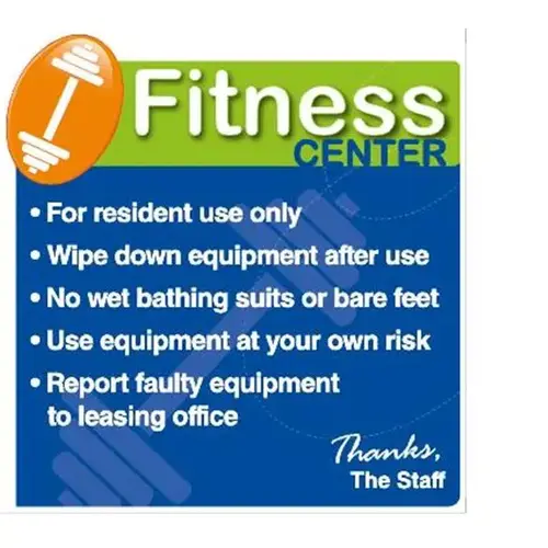 Coordinated Fitness Center Interior Sign, Green/Blue, 12-1/4 X 12-3/4 Coordinated Fitness Center Interior Sign, Green/Blue, 12-1/4 X 12-3/4
