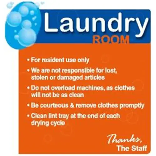 Coordinated Laundry Interior Sign, Orange/Blue, 12-1/4 X 12-3/4 Coordinated Laundry Interior Sign, Orange/Blue, 12-1/4 X 12-3/4