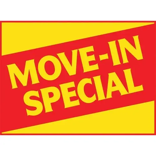 Aluminum Move In Special Reflective Amenity Sign, Yellow/Red, 24 X 18 Aluminum Move In Special Reflective Amenity Sign, Yellow/Red, 24 X 18