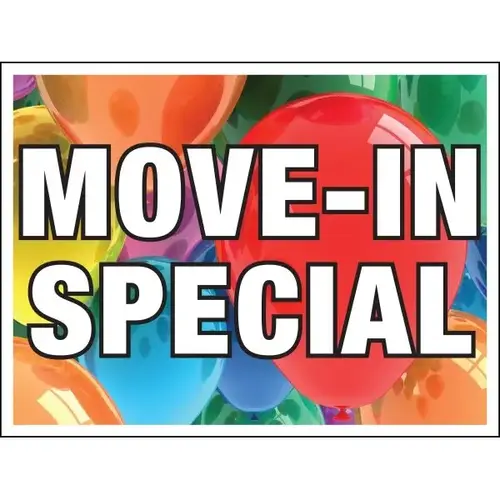 Coroplast Move In Special Amenity Sign, Bright Balloons, 24 X 18 Coroplast Move In Special Amenity Sign, Bright Balloons, 24 X 18