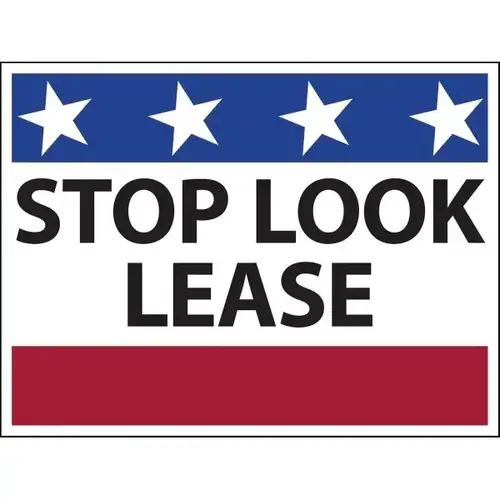 Aluminum Stop Look Lease Reflective Amenity Sign, Patriotic, 24 X 18 Aluminum Stop Look Lease Reflective Amenity Sign, Patriotic, 24 X 18