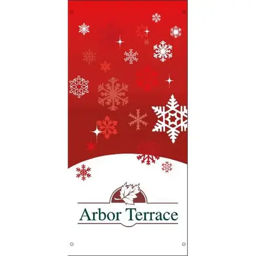 Holiday Boulevard Banner, "Snow Flurries" Design, Red, Semi-Custom, 30" X 60" Holiday Boulevard Banner, "Snow Flurries" Design, Red, Semi-Custom, 30" X 60"