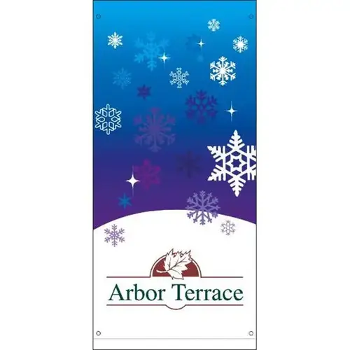 Holiday Boulevard Banner, "Snow Flurries" Design, Blue, Semi-Custom, 30" X 60" Holiday Boulevard Banner, "Snow Flurries" Design, Blue, Semi-Custom, 30" X 60"