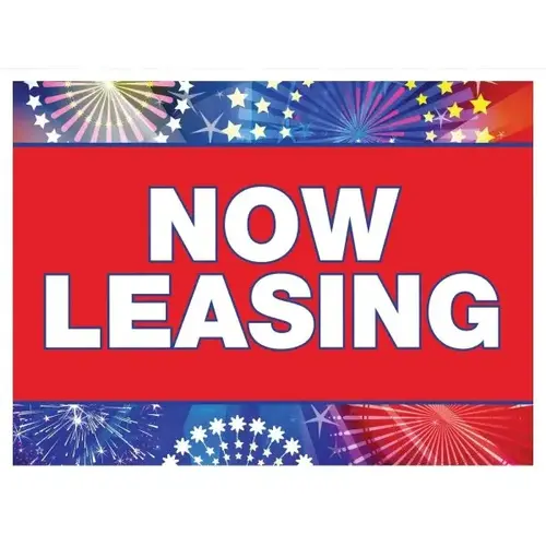 Aluminum Now Leasing Amenity Sign, Celebration, 24 X 18 Aluminum Now Leasing Amenity Sign, Celebration, 24 X 18