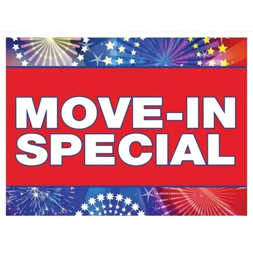 Coroplast Move In Special Amenity Sign, Celebration, 24 X 18 Coroplast Move In Special Amenity Sign, Celebration, 24 X 18
