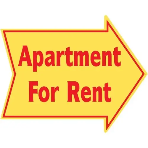 Promotional Apartment For Rent Arrow Sign, 22-1/2 X 18 Promotional Apartment For Rent Arrow Sign, 22-1/2 X 18