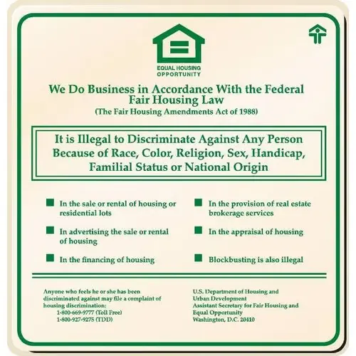 Equal Housing Sign, Green On Ivory, 12-1/4 X 12-3/4 Equal Housing Sign, Green On Ivory, 12-1/4 X 12-3/4