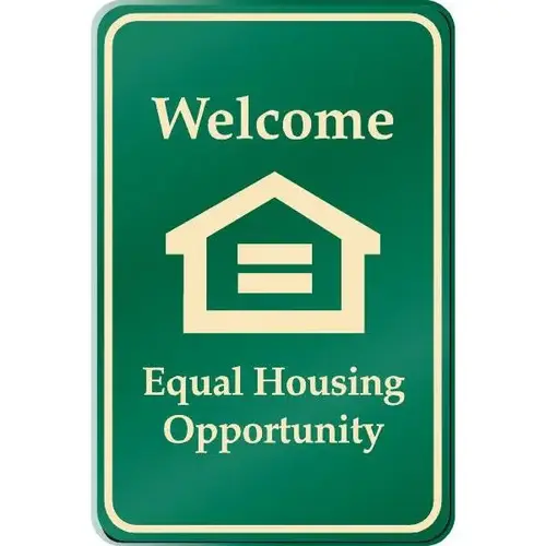 Welcome Equal Housing Interior Sign, Ivory On Green, 6 X 9 Welcome Equal Housing Interior Sign, Ivory On Green, 6 X 9