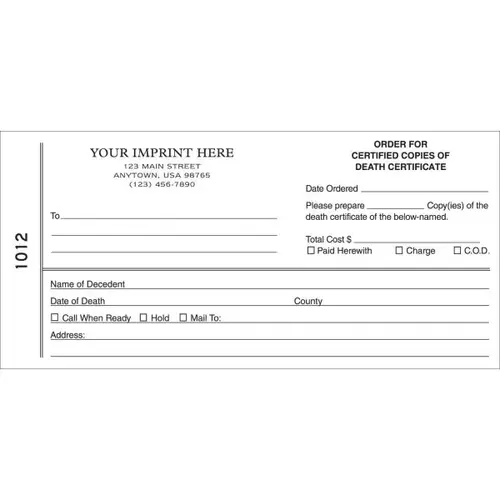 2-Part Certified Copy Order Book 2-Part Certified Copy Order Book