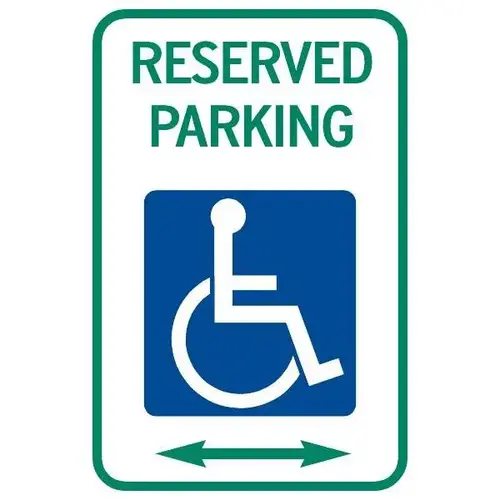 Reserved Parking Disabled Parking Sign With Arrows, Reflective, 12 X 18 Reserved Parking Disabled Parking Sign With Arrows, Reflective, 12 X 18