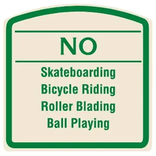 No Skateboarding Sign, Green On Ivory, Non-Reflective, 16 X 16 No Skateboarding Sign, Green On Ivory, Non-Reflective, 16 X 16