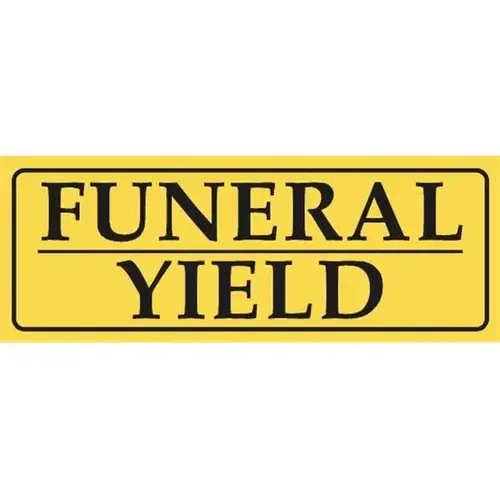 Car Magnet, Yellow Funeral/Yield, 24 X 9" Car Magnet, Yellow Funeral/Yield, 24 X 9"