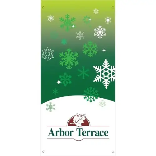 Holiday Boulevard Banner, "Snow Flurries" Design, Green, Semi-Custom, 30" X 60" Holiday Boulevard Banner, "Snow Flurries" Design, Green, Semi-Custom, 30" X 60"