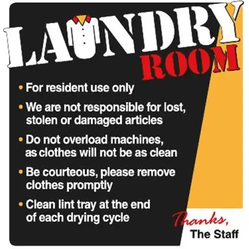 Coordinated Laundry Interior Sign, Black/Yellow/Red, 12-1/4 X 12-3/4 Coordinated Laundry Interior Sign, Black/Yellow/Red, 12-1/4 X 12-3/4