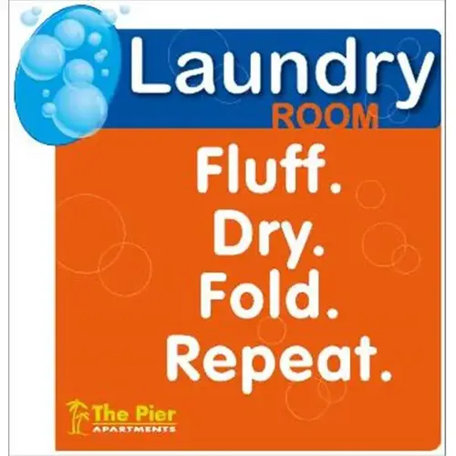 Semi-Custom Coordinated Laundry Interior Sign, Orange/Blue, 12-1/4 X 12-3/4 Semi-Custom Coordinated Laundry Interior Sign, Orange/Blue, 12-1/4 X 12-3/4