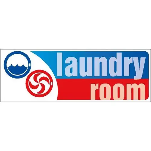 Coordinated Laundry Interior Sign, Red/Blue, 9 X 3 Coordinated Laundry Interior Sign, Red/Blue, 9 X 3