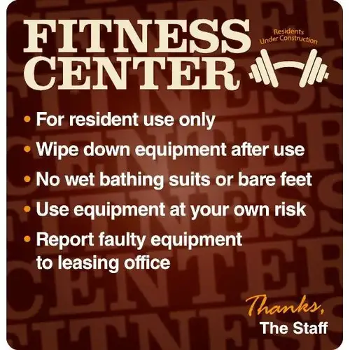 Coordinated Fitness Center Interior Sign, Brown, 12-1/4 X 12-3/4 Coordinated Fitness Center Interior Sign, Brown, 12-1/4 X 12-3/4