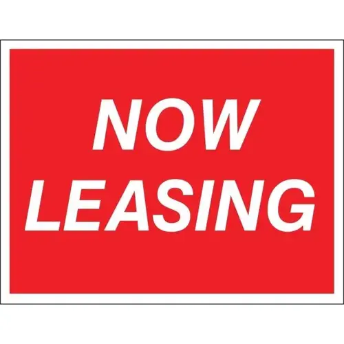 Coroplast Now Leasing Amenity Sign, Red And White Coroplast Now Leasing Amenity Sign, Red And White