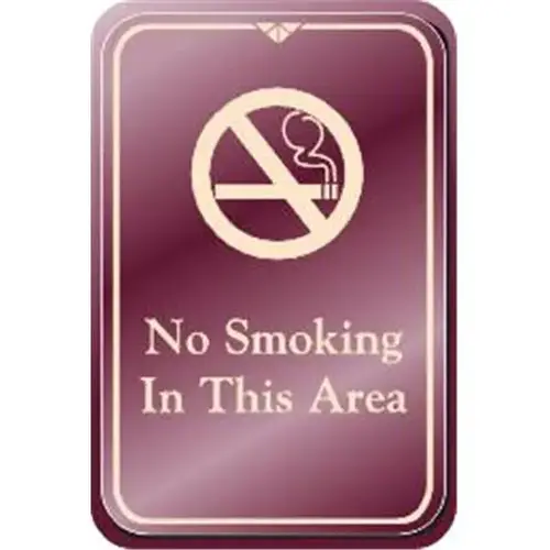 No Smoking In This Area Interior Sign, Burgundy, 6 X 9 No Smoking In This Area Interior Sign, Burgundy, 6 X 9