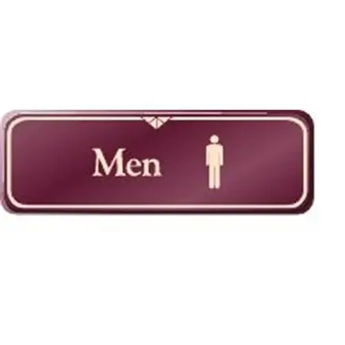 Men Interior Sign, Burgundy, 9 X 3 Men Interior Sign, Burgundy, 9 X 3