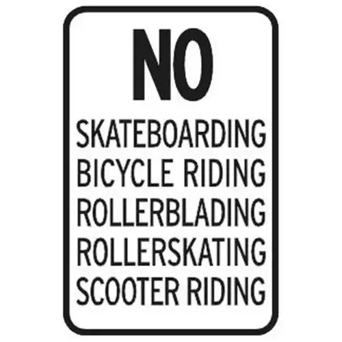 No Skateboarding/Rollerskating Sign, Non-Reflective, 12 X 18" No Skateboarding/Rollerskating Sign, Non-Reflective, 12 X 18"