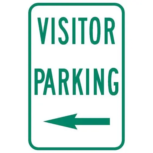 Visitor Parking Sign With Left Arrow, Reflective, 12 X 18 Visitor Parking Sign With Left Arrow, Reflective, 12 X 18