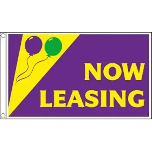 Horizontal Now Leasing Flag, Festive, 5 ft X 3 ft Horizontal Now Leasing Flag, Festive, 5 ft X 3 ft