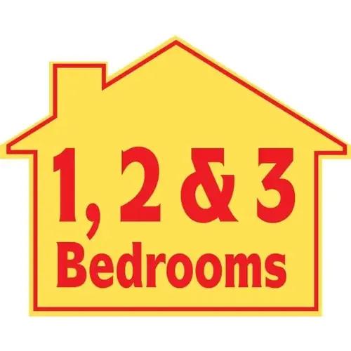 Promotional 1, 2 & 3 Bedrooms House Sign, 22-1/2 X 18 Promotional 1, 2 & 3 Bedrooms House Sign, 22-1/2 X 18