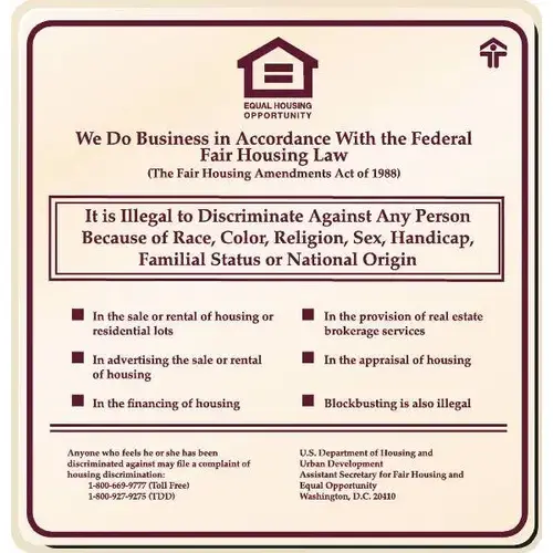 Equal Housing Sign, Burgundy On Ivory, 12-1/4 X 12-3/4 Equal Housing Sign, Burgundy On Ivory, 12-1/4 X 12-3/4
