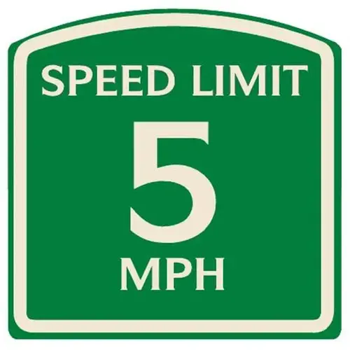 Speed Limit 5 Mph Sign, Ivory On Green, Non-Reflective, 16 X 16 Speed Limit 5 Mph Sign, Ivory On Green, Non-Reflective, 16 X 16