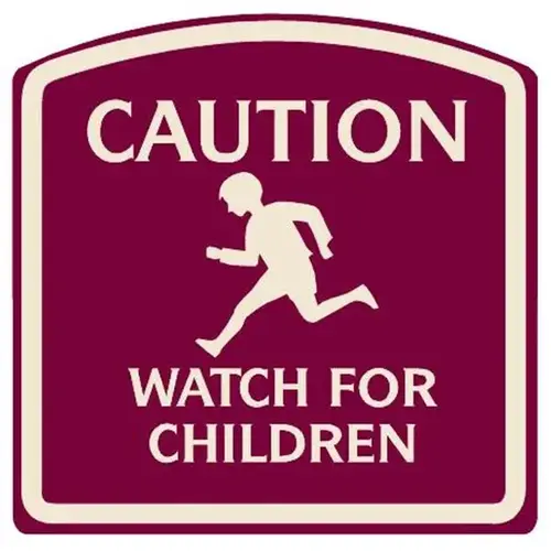 Caution Watch For Children Sign Ivory On Burgundy, Non-Reflective, 16 X 16 Caution Watch For Children Sign Ivory On Burgundy, Non-Reflective, 16 X 16