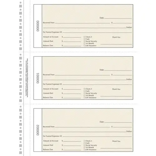 Funeral Receipt Book Duplicate With Imprint Funeral Receipt Book Duplicate With Imprint