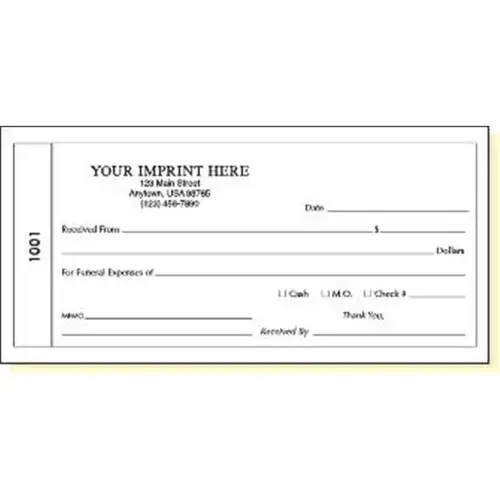 2-Part Funeral Receipt Book With Double Memo Line 2-Part Funeral Receipt Book With Double Memo Line