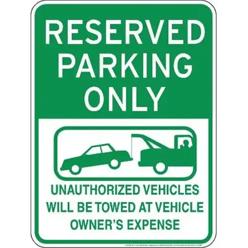 Tow Warning/Graphic Sign, Green Reflective, 18 X 24 Tow Warning/Graphic Sign, Green Reflective, 18 X 24