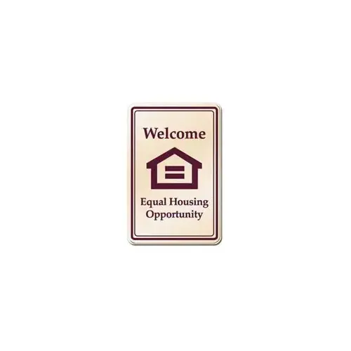 Equal Housing Sign, Burgundy/Ivory, 6 X 9 Equal Housing Sign, Burgundy/Ivory, 6 X 9