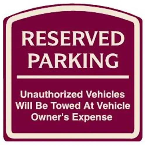 Reserved Parking Sign, Ivory On Burgundy, Non-Reflective, 16 X 16 Reserved Parking Sign, Ivory On Burgundy, Non-Reflective, 16 X 16