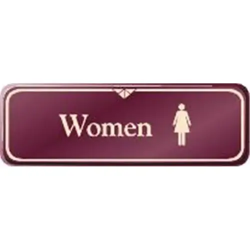 Women Interior Sign, Burgundy, 9 X 3 Women Interior Sign, Burgundy, 9 X 3
