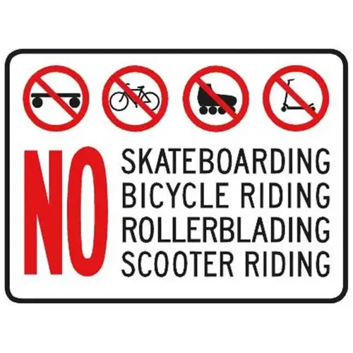 No Skateboarding/Symbol" Horizontal Sign, Non-Reflective, Large No Skateboarding/Symbol" Horizontal Sign, Non-Reflective, Large