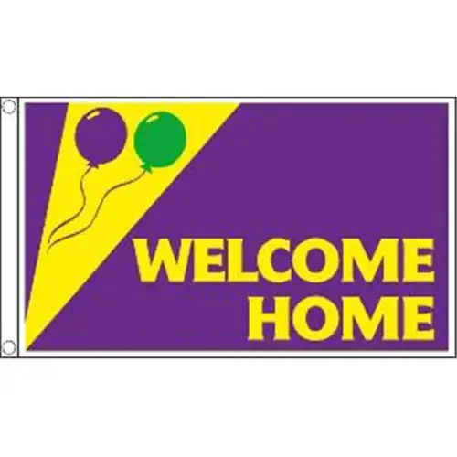 Horizontal Welcome Home Flag, Festive, 5 ft X 3 ft Horizontal Welcome Home Flag, Festive, 5 ft X 3 ft