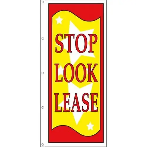Vertical Stop! Look! Lease! Flag, Stars, 3 ft X 8 ft Vertical Stop! Look! Lease! Flag, Stars, 3 ft X 8 ft