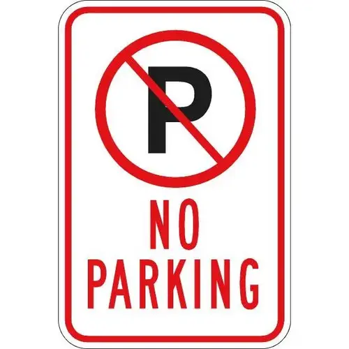 No Parking Symbol Sign, Reflective, 12 X 18 In No Parking Symbol Sign, Reflective, 12 X 18 In