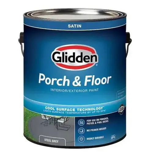Glidden Porch & Floor Anti-Skid Paint, Satin, White Glidden Porch & Floor Anti-Skid Paint, Satin, White