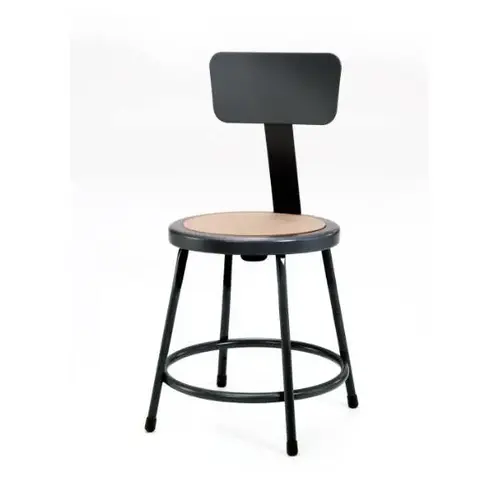 18" Heavy Duty Steel Stool With Backrest, Black 18" Heavy Duty Steel Stool With Backrest, Black