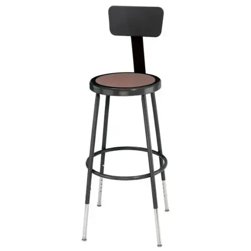 25 -33 Inch Height Adjustable Heavy Duty Steel Stool With Backrest, Black 25 -33 Inch Height Adjustable Heavy Duty Steel Stool With Backrest, Black
