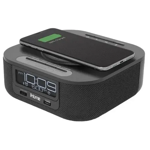 Hw5b Bluetooth Clock With Qi Charging, Dual Usb And Single Day Alarm Hw5b Bluetooth Clock With Qi Charging, Dual Usb And Single Day Alarm