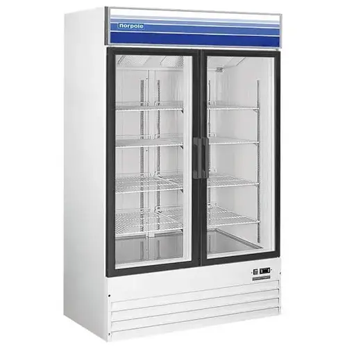 2 Swing Glass Door Merchandiser Refrigerator 53" In White 2 Swing Glass Door Merchandiser Refrigerator 53" In White