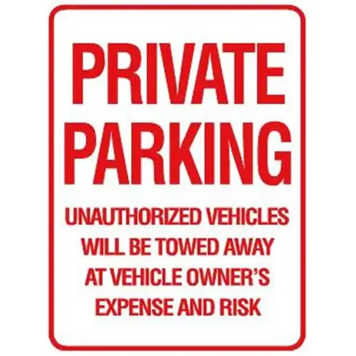 Private Parking Sign, Red Reflective, 18 X 24 Private Parking Sign, Red Reflective, 18 X 24